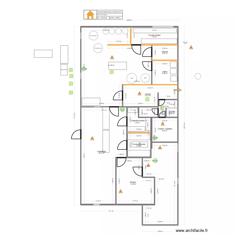 Projet fromagerie_V6. Plan de 13 et 170 m² Projet fromagerie_V6. Plan de 13 et 170 m²