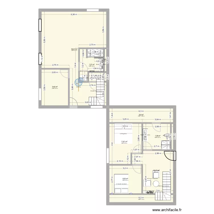 Bess RDC 1. Plan de 10 pièces et 112 m²