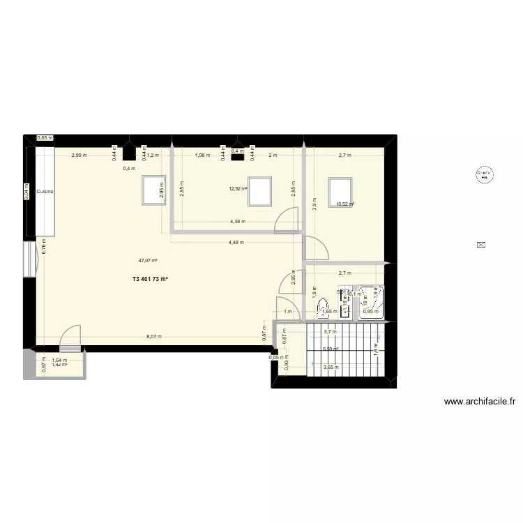 Libert&eacute; &eacute;tage 4 V2. Plan de 6 pièces et 83 m²