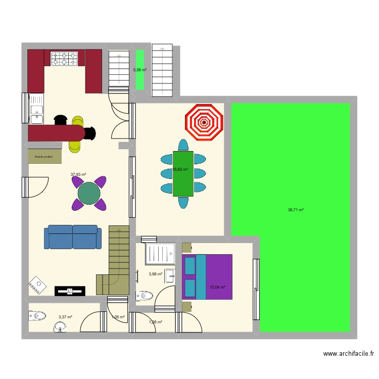 PROJET GG. Plan de 9 pièces et 116 m2