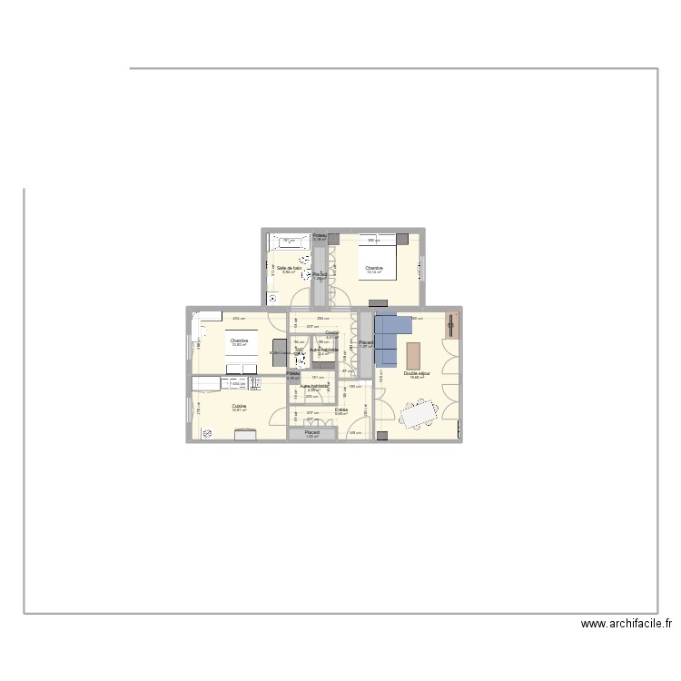 Appt. Plan de 15 pièces et 79 m2