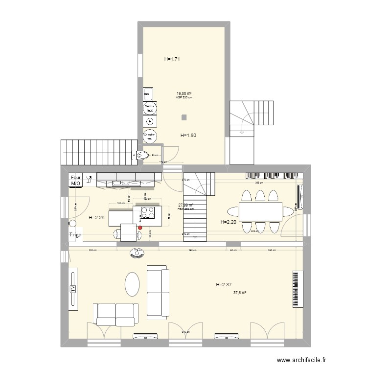 Rouret RdC V11. Plan de 3 pièces et 85 m2