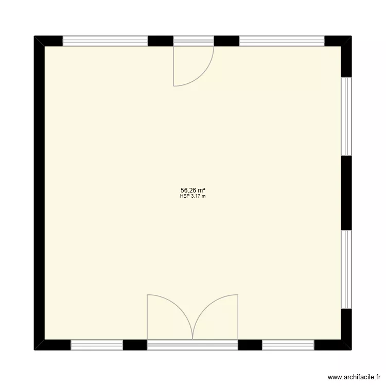 Annexe Amn&eacute;ville. Plan de 1 Pièce et 56 m²