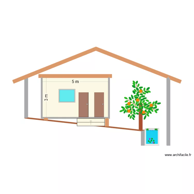 pla de coupe face. Plan de 1 et 15 m² pla de coupe face. Plan de 1 et 15 m²