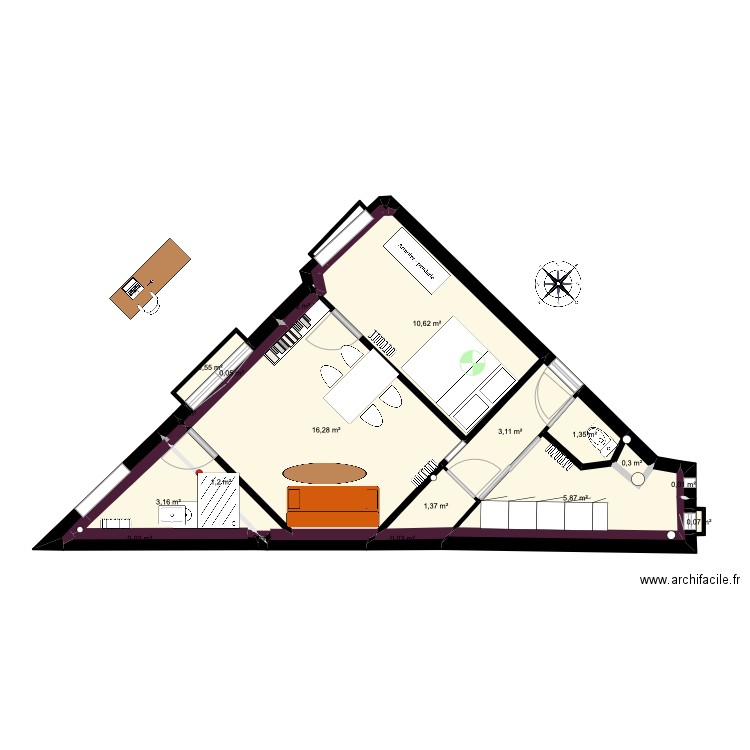 blv mortier . Plan de 20 pièces et 44 m2