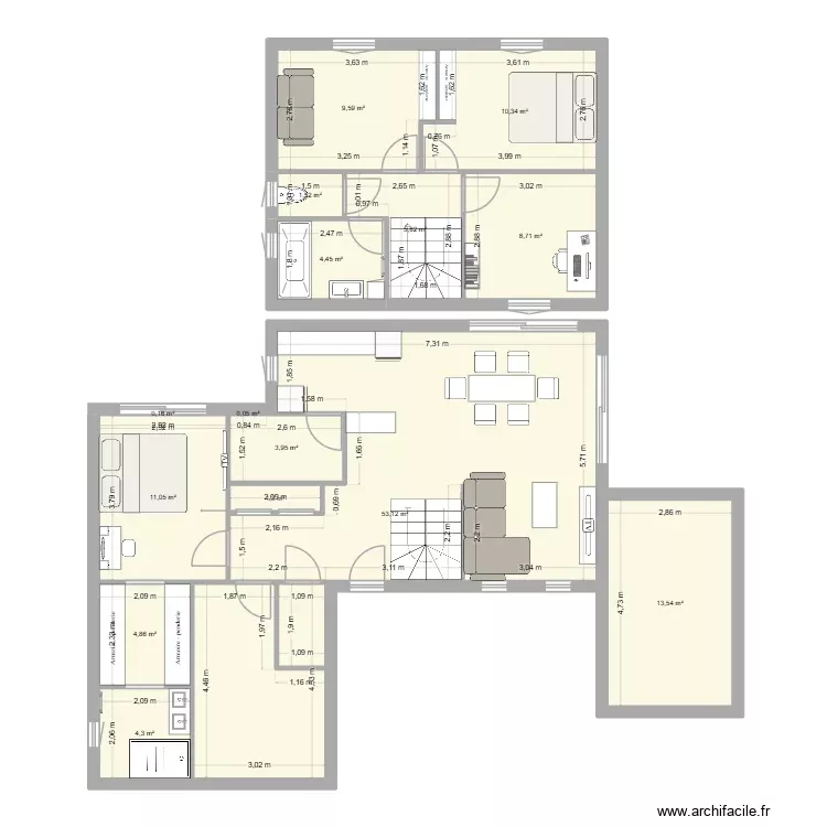plan2. Plan de 15 Pièces et 133 m² plan2. Plan de 15 Pièces et 133 m²