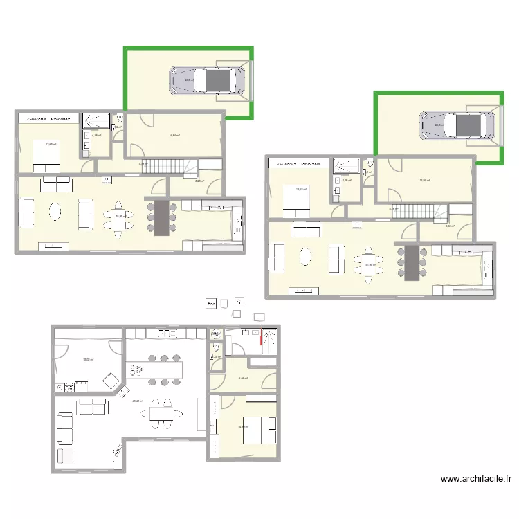 yuitj. Plan de 22  et 335 m²