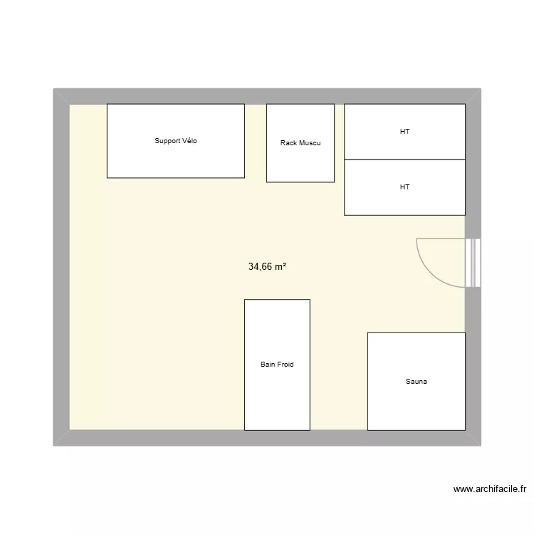 Chalet salle de sport. Plan de 1 et 35 m² Chalet salle de sport. Plan de 1 et 35 m²