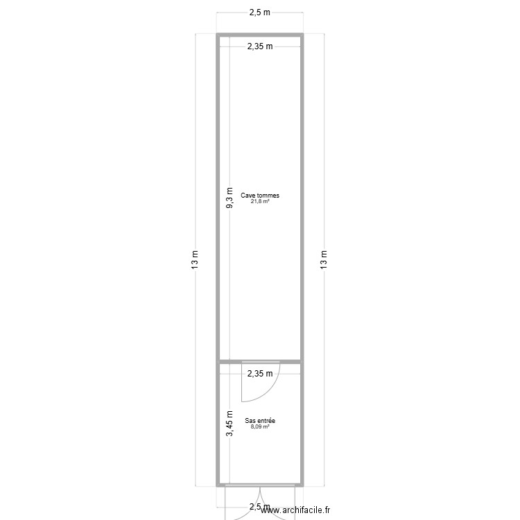 CAISSON. Plan de 2 pièces et 30 m2