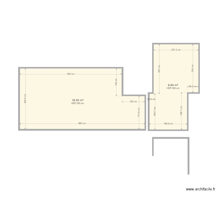 midi be. Plan de 2 pièces et 29 m2