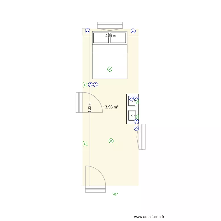 SANCHEZ. Plan de 1  et 14 m²