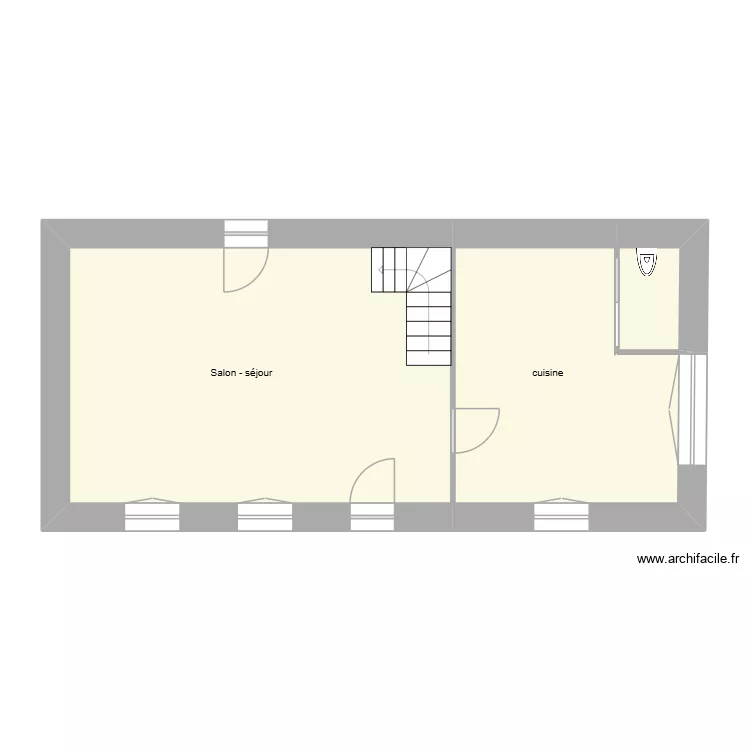 krummenecker rdc porjet&eacute;. Plan de 3 Pièces et 50 m²