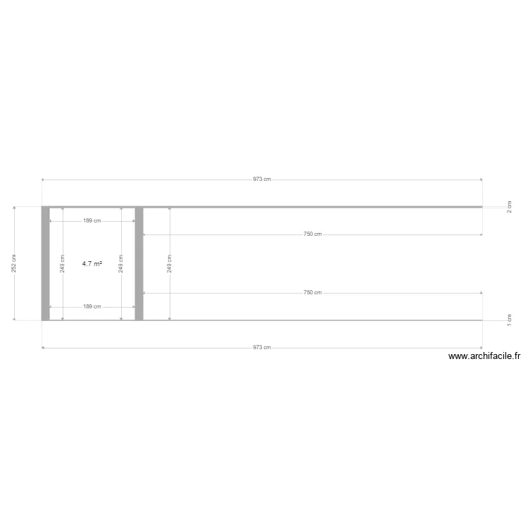 facade appenti. Plan de 1  et 5 m²