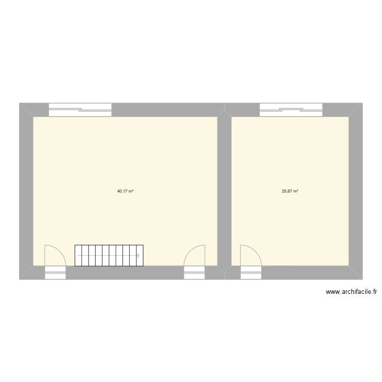 BRETTEVILLE. Plan de 2 pièces et 66 m2