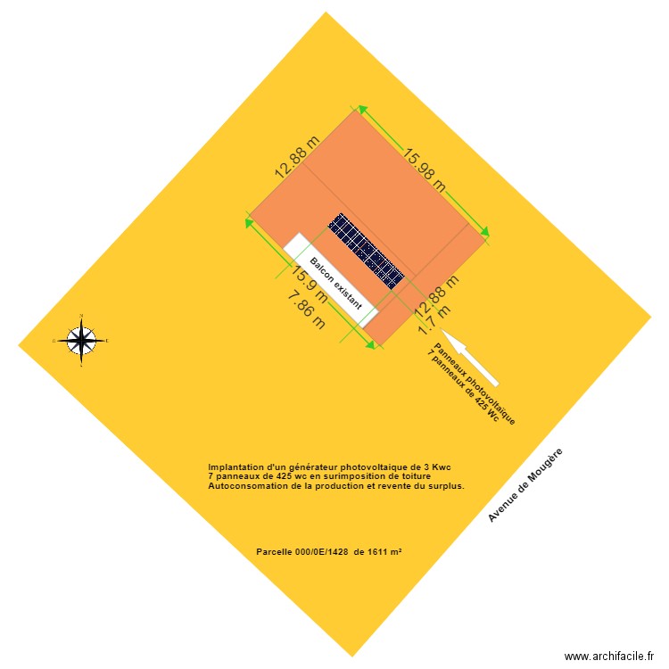 Plan de masse Padilla. Plan de 1 pièce et 191 m2