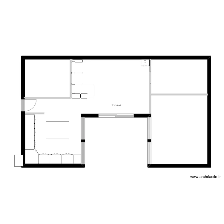 V3 limerzel. Plan de 2 pièces et 90 m²