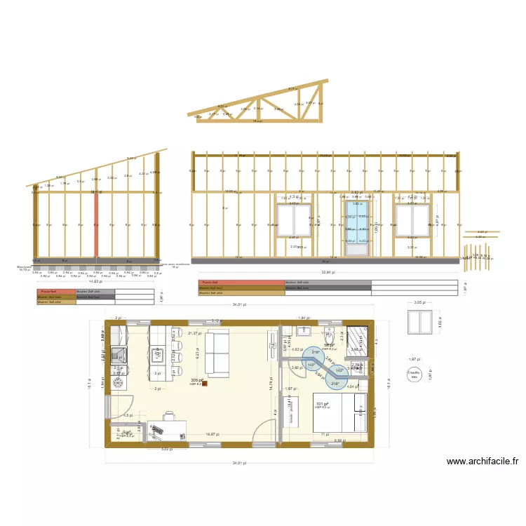 stucture mini maison. Plan de 4 et 44 m² stucture mini maison. Plan de 4 et 44 m²
