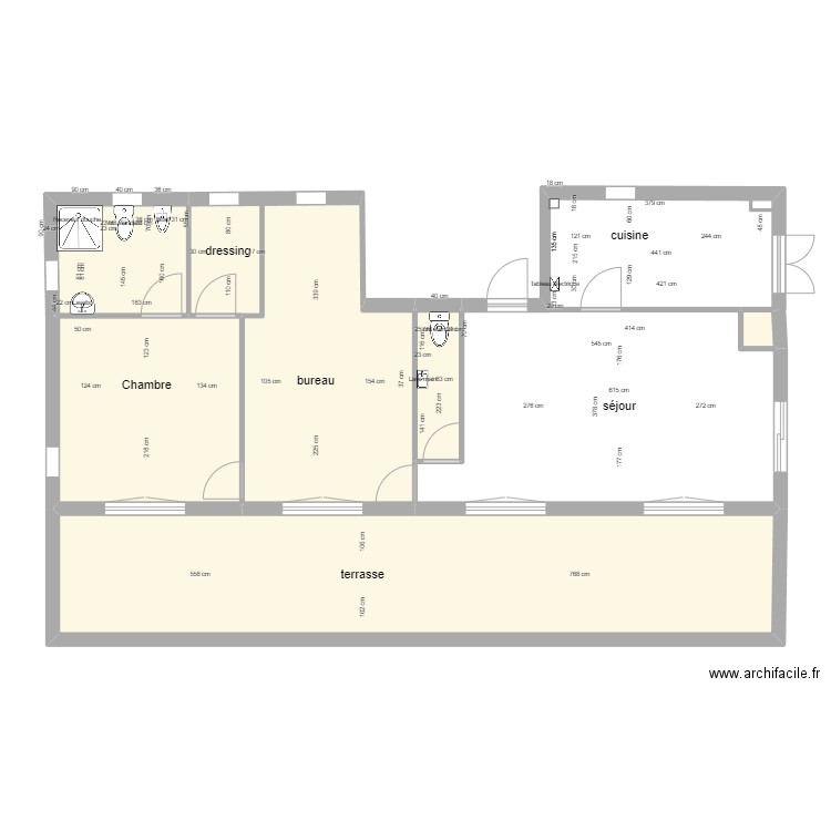 archifaclile plan actuel Carqueiranne. Plan de 6 pièces et 74 m2