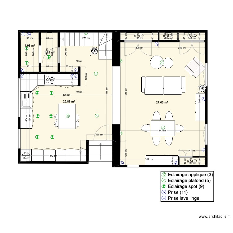 vernaison RDC o. Plan de 8 pièces et 60 m2