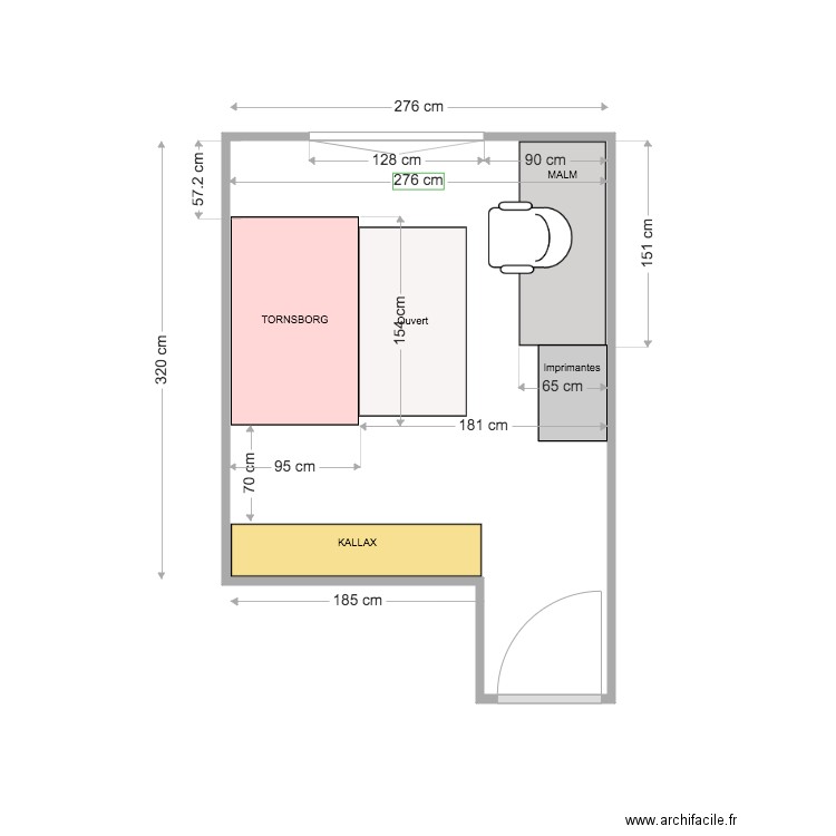Bureau NEW v2. Plan de 1 pièce et 10 m2