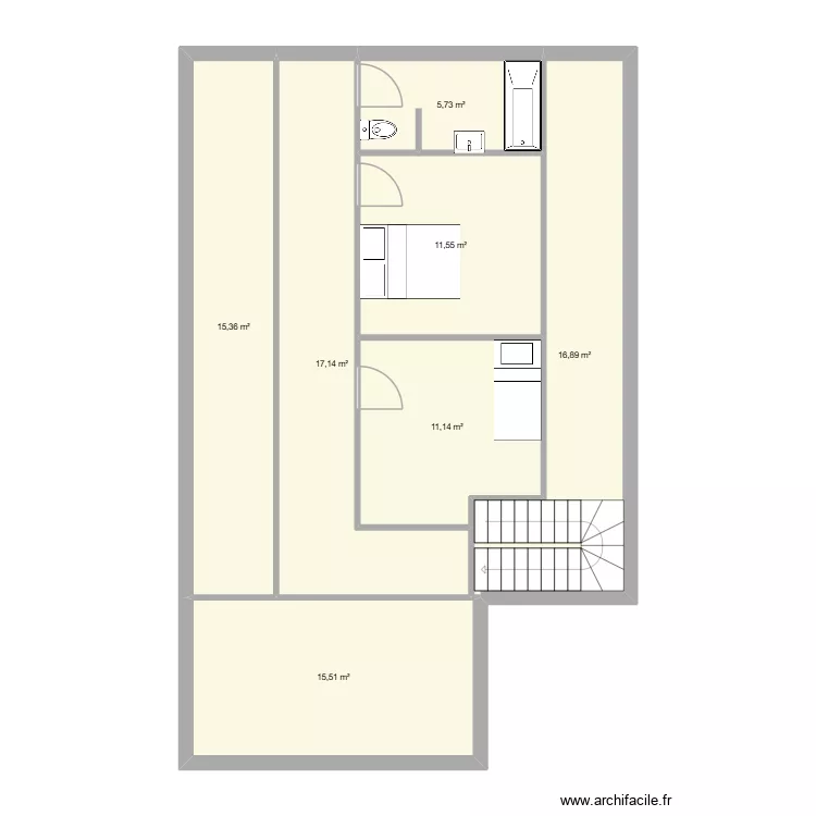 etage. Plan de 7  et 93 m²