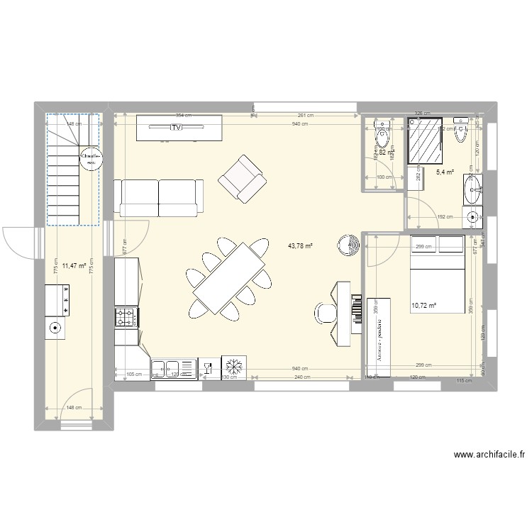 plan bas 8. Plan de 5 pièces et 93 m2