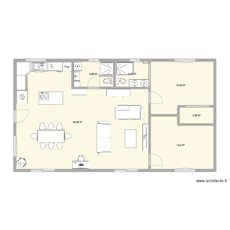 maison bois. Plan de 6 pièces et 92 m2