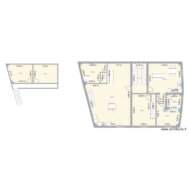 MONTFRIN R+1 modif. Plan de 11 pièces et 164 m2