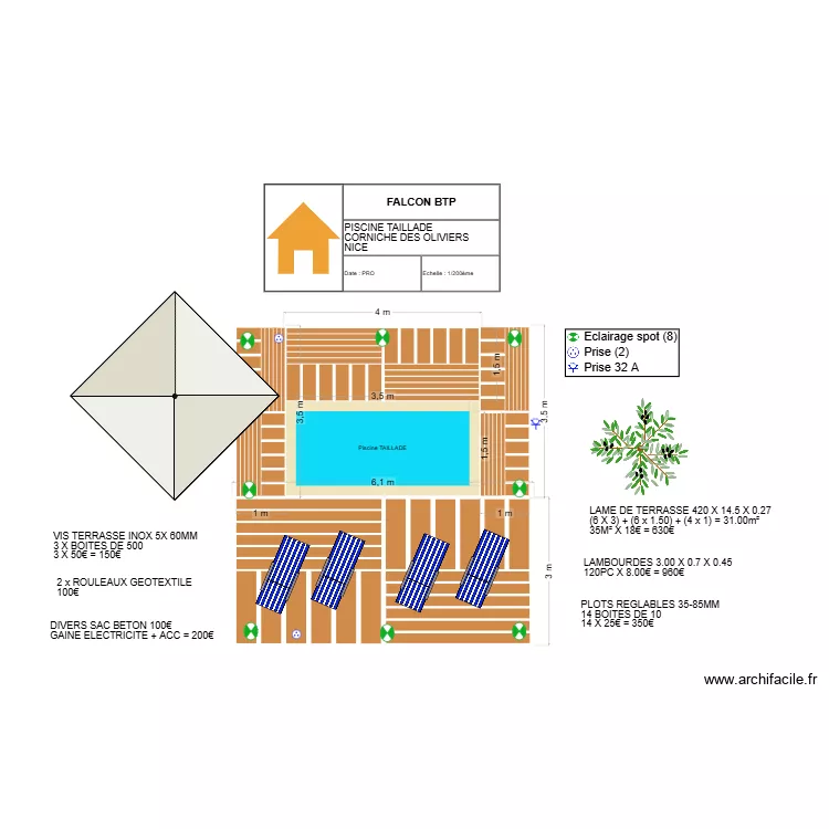 PISCINE TAILLADE. Plan de 