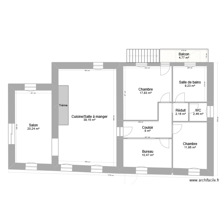 Maison Apres. Plan de 18 pièces et 246 m2