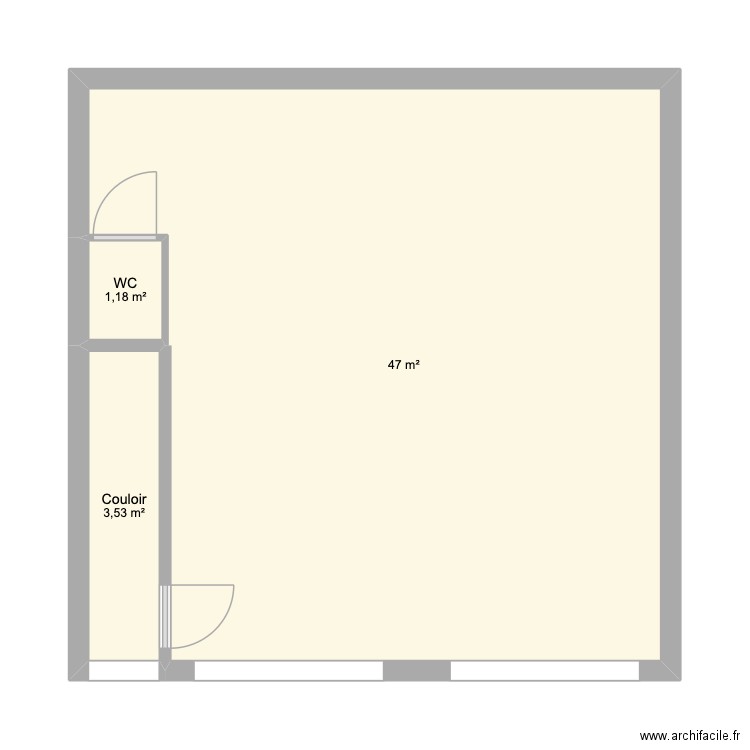 Local Brioude. Plan de 3 pièces et 52 m2