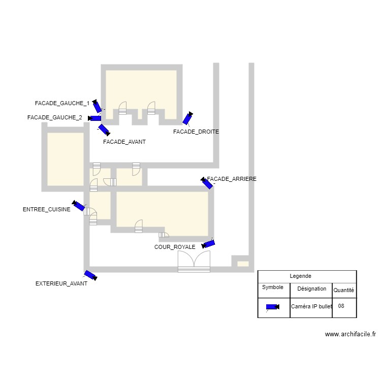 Plan de videosurveillance chefferie Balengou3. Plan de 7 pièces et 19 m2