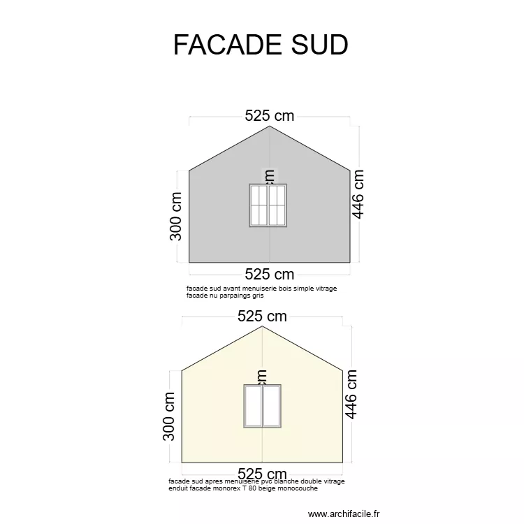 facade sud avant et apres17. Plan de 