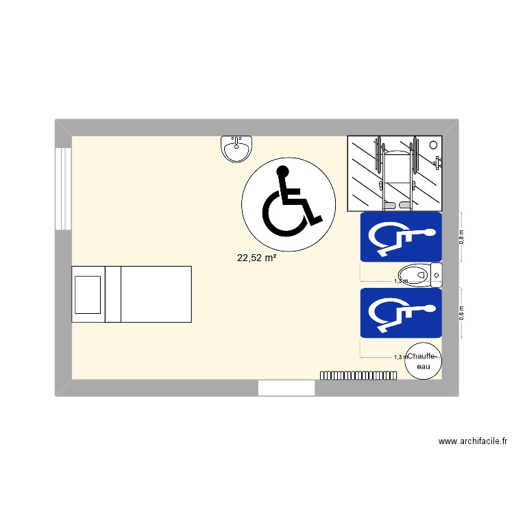 BOUYSSOU (Après). Plan de 1 pièce et 23 m2
