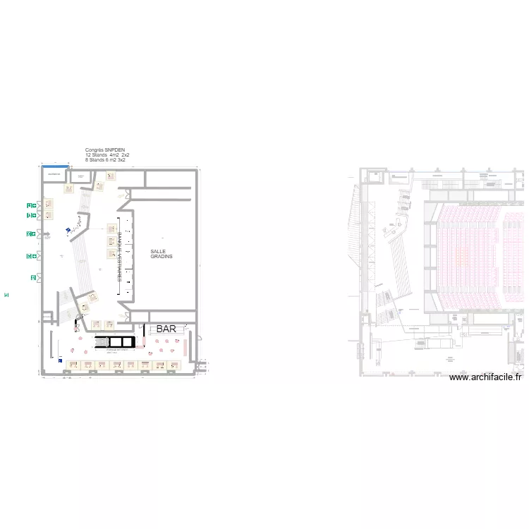 Auditorium hall et espace d&eacute;tente Congr&egrave;s SNPDEN 12St et 8St &eacute;pur&eacute;. Plan de 
