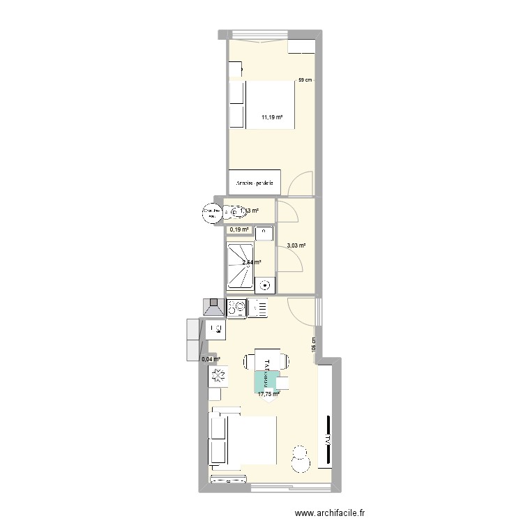 T2 CUNEO V finale. Plan de 7 pièces et 36 m2