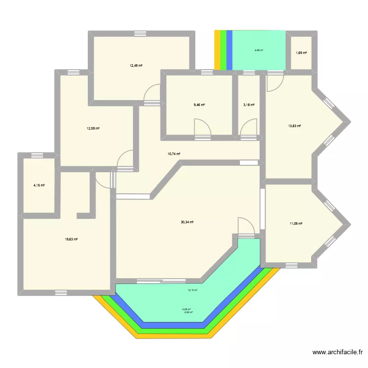 Ma maison pp 3cbres 11. Plan de 11  et 129 m²