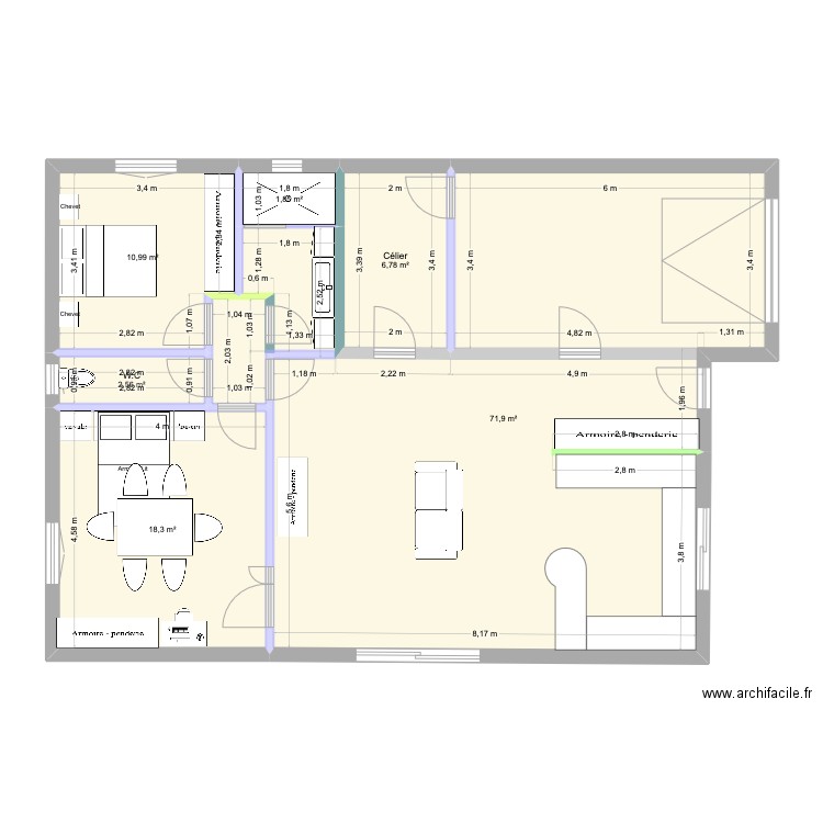 projet Maison. Plan de 6 pièces et 112 m2