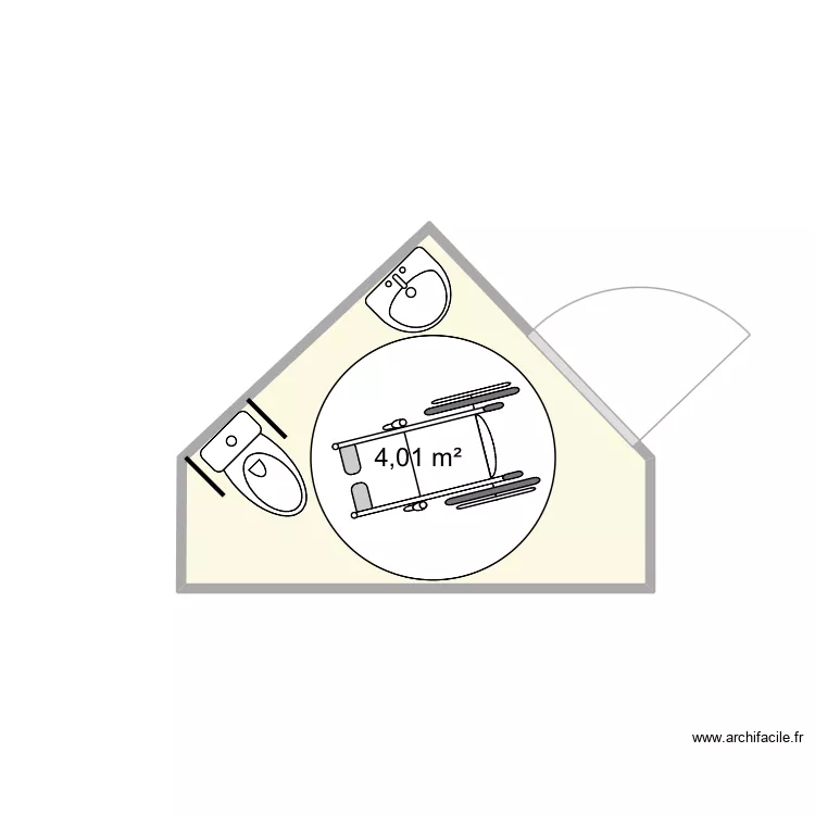 Wc mairie. Plan de 1  et 4 m²