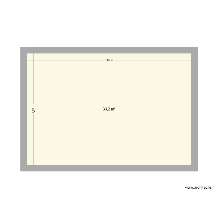 grange. Plan de 1  et 33 m²