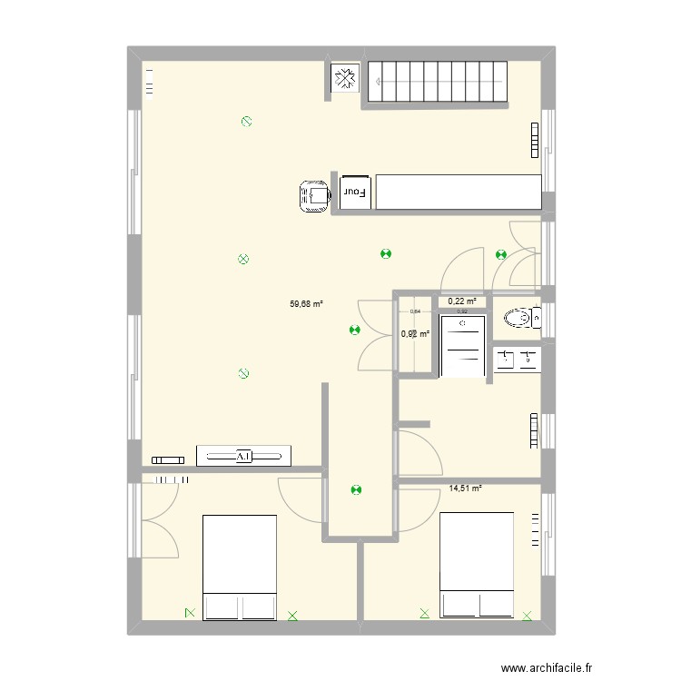 maison3. Plan de 4 pièces et 75 m2