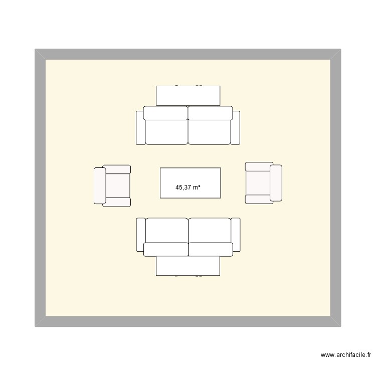 Living Room. Plan de 1 pièce et 45 m2