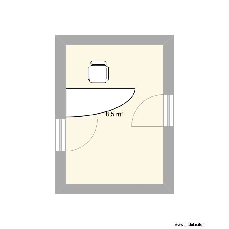 secretariat. Plan de 1 pièce et 9 m2