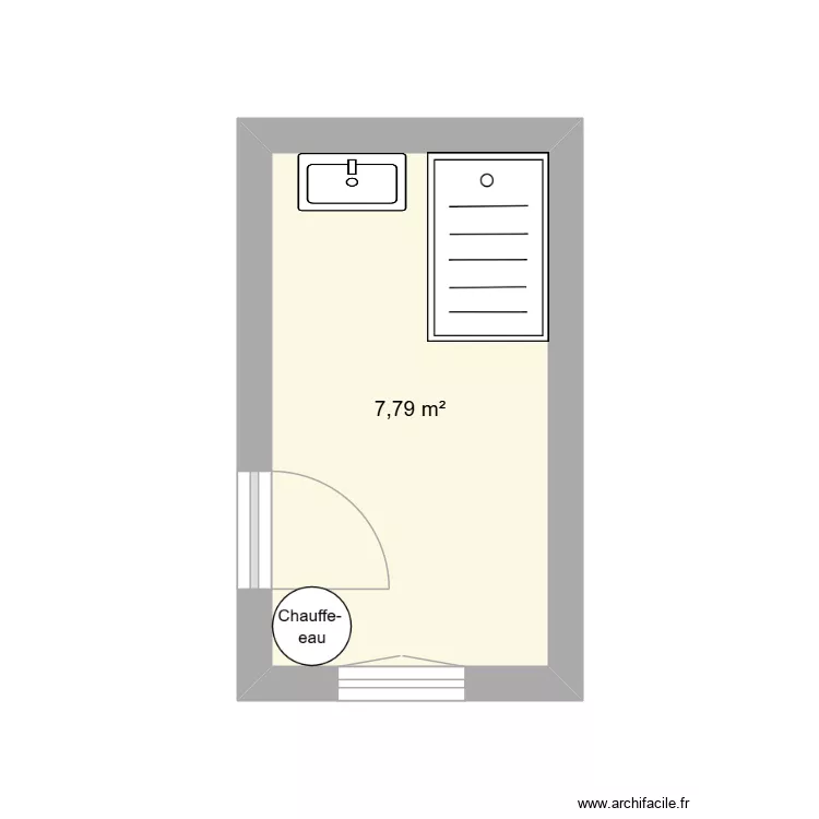 SDB RIU. Plan de 1  et 8 m²