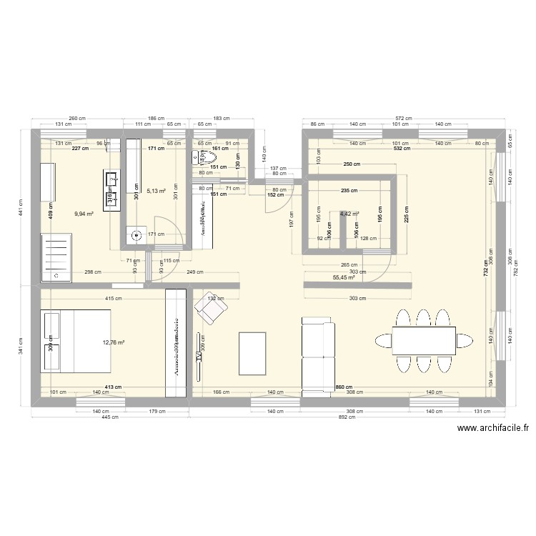 maison. Plan de 5 pièces et 88 m2