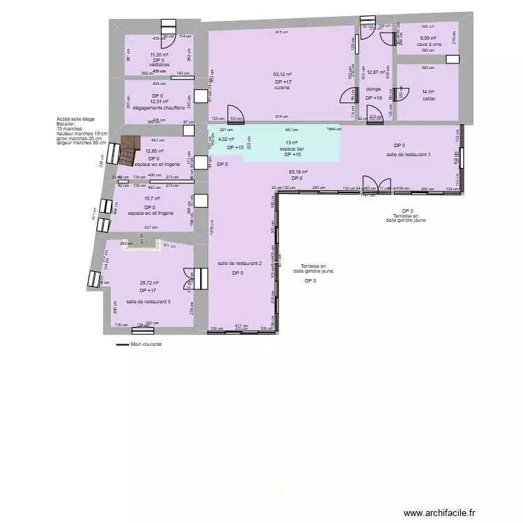 AUBERGE DES ISLES AVANT TRAVAUX ZOOM. Plan de 
