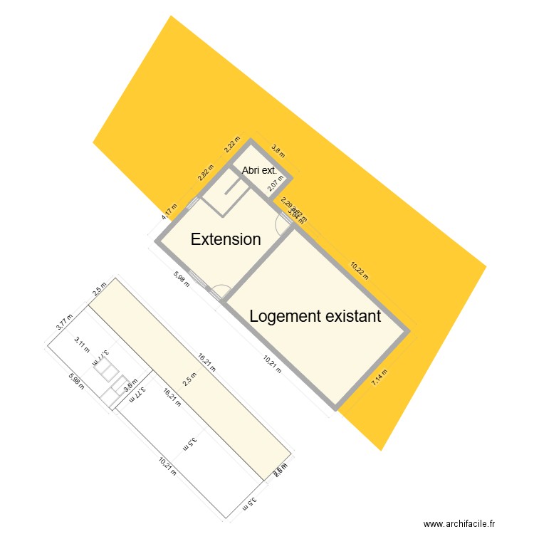 Gite2. Plan de 4 pièces et 108 m2