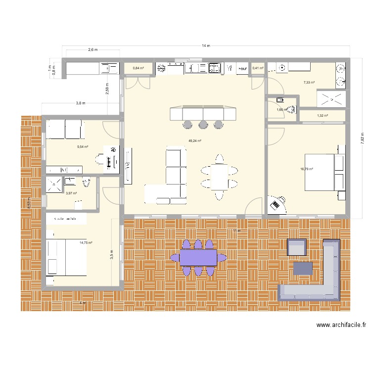 PLAN03. Plan de 10 pièces et 106 m2