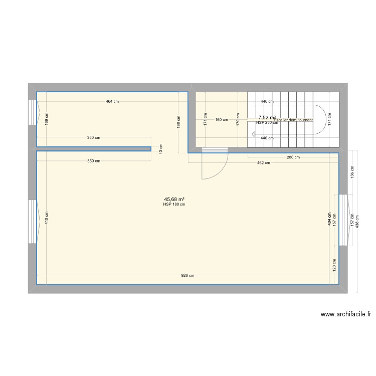 Studio 33. Plan de 2 pièces et 53 m2