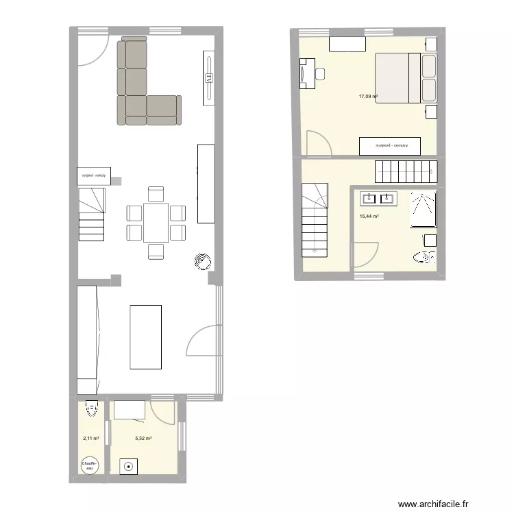 Plan 1 version 2. Plan de 4  et 40 m²